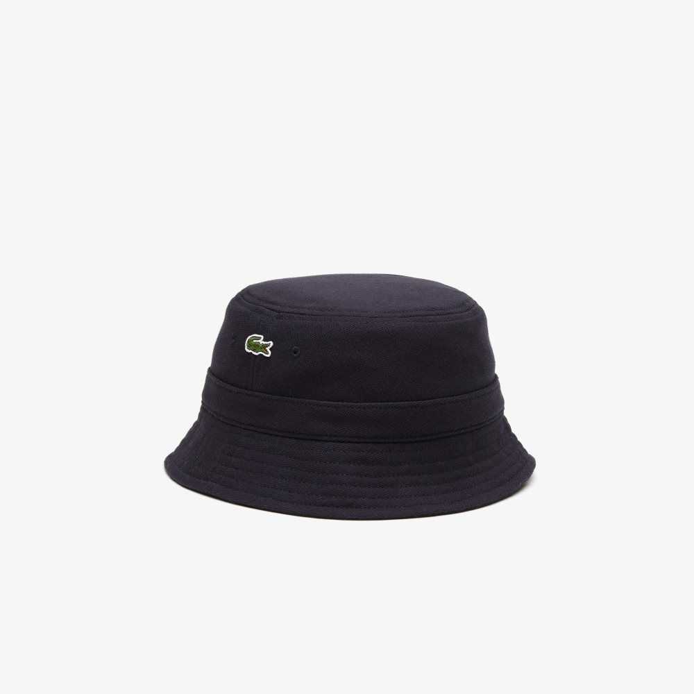 Navy Blue Lacoste Organic Cotton Bucket Hat | UTLBCO-681