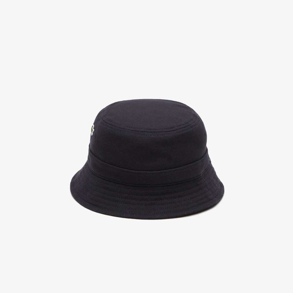 Navy Blue Lacoste Organic Cotton Bucket Hat | UTLBCO-681