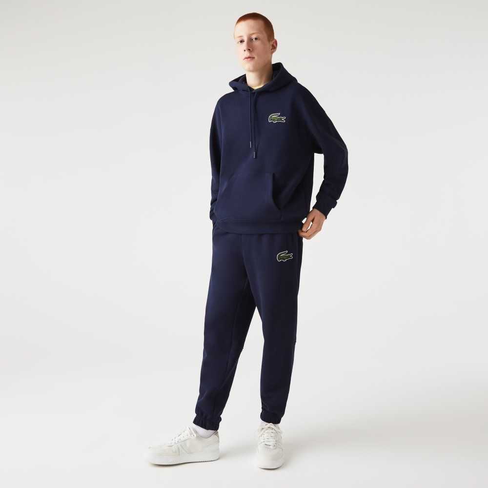 Navy Blue Lacoste Organic Cotton Fleece Trackpants | TCBGQW-163