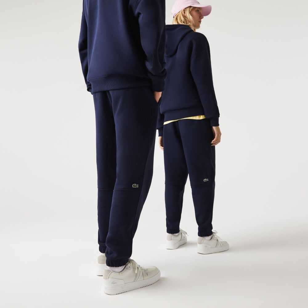 Navy Blue Lacoste Organic Cotton Fleece Trackpants | TCBGQW-163