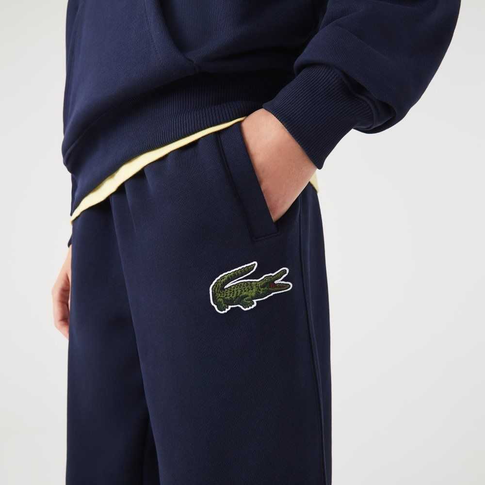 Navy Blue Lacoste Organic Cotton Fleece Trackpants | TCBGQW-163