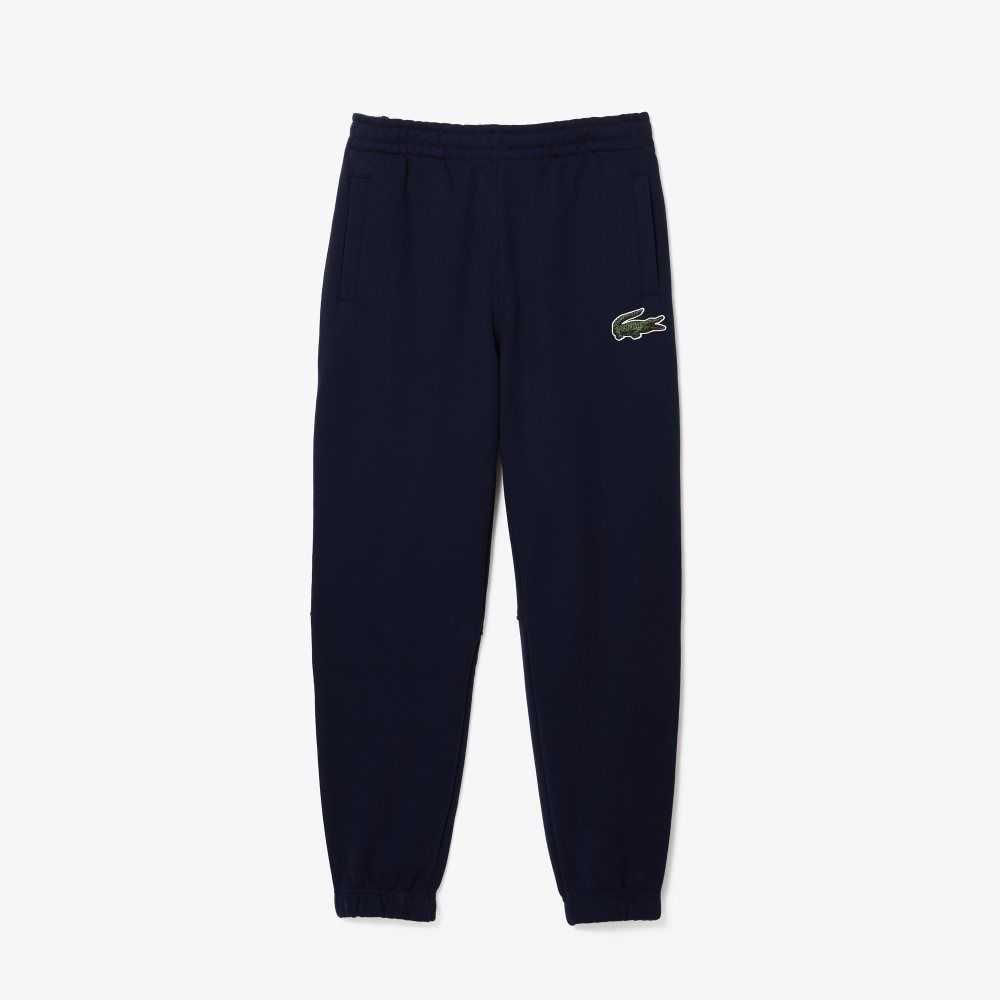 Navy Blue Lacoste Organic Cotton Fleece Trackpants | TCBGQW-163