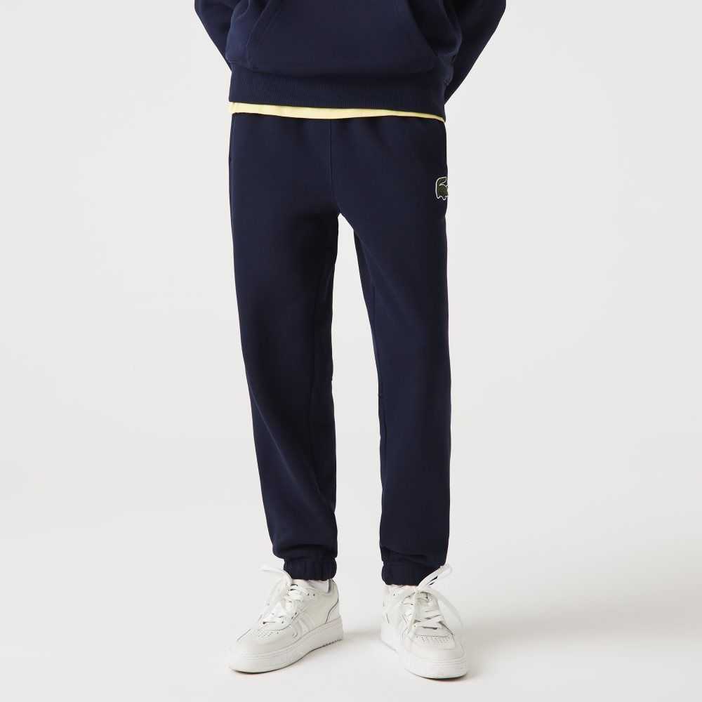 Navy Blue Lacoste Organic Cotton Fleece Trackpants | TCBGQW-163