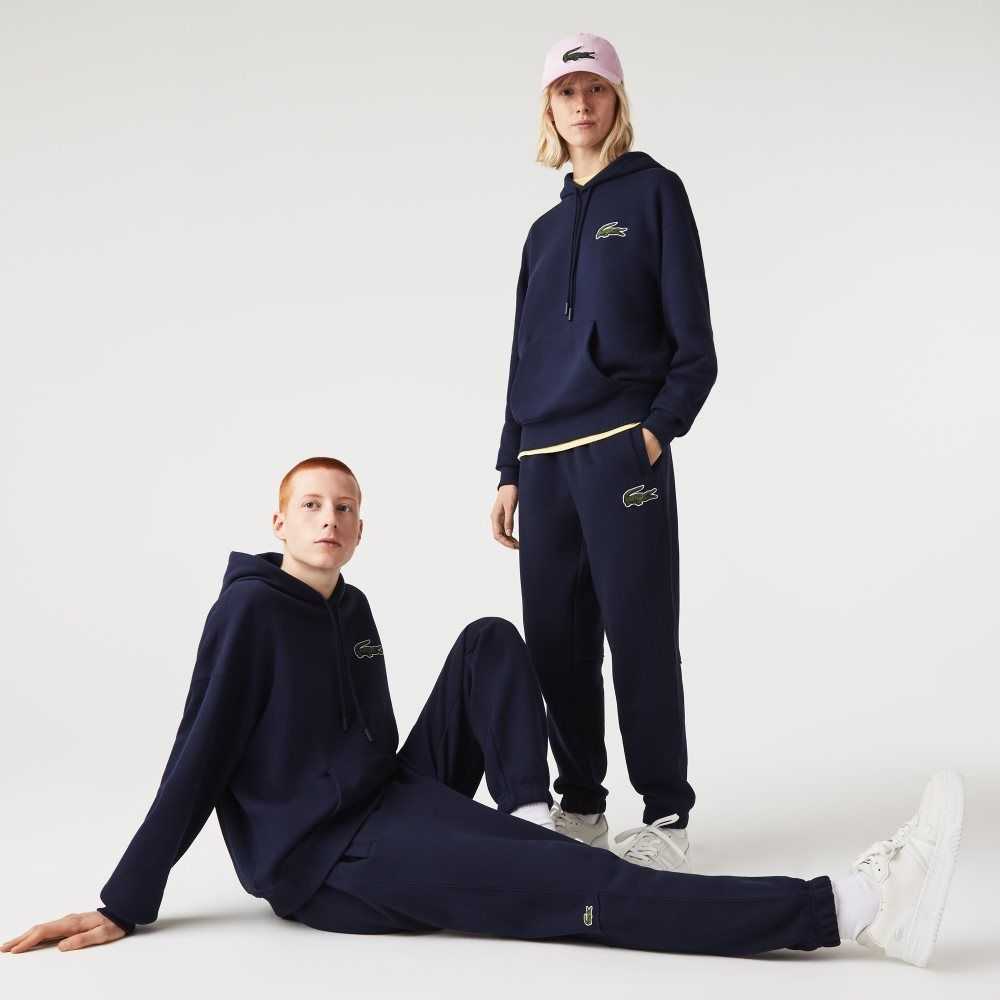 Navy Blue Lacoste Organic Cotton Fleece Trackpants | TCBGQW-163