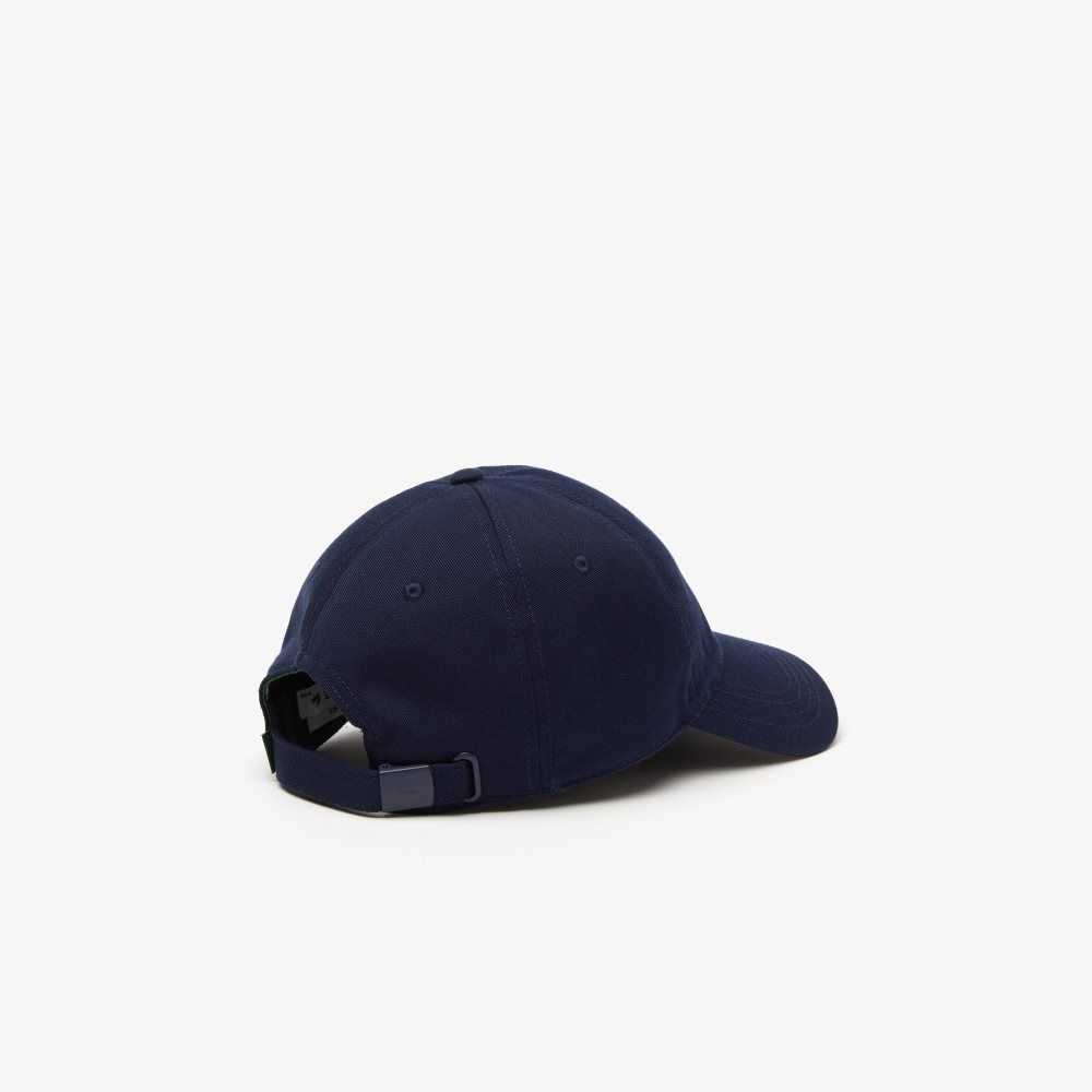 Navy Blue Lacoste Organic Cotton Twill Cap | EMPSCV-253