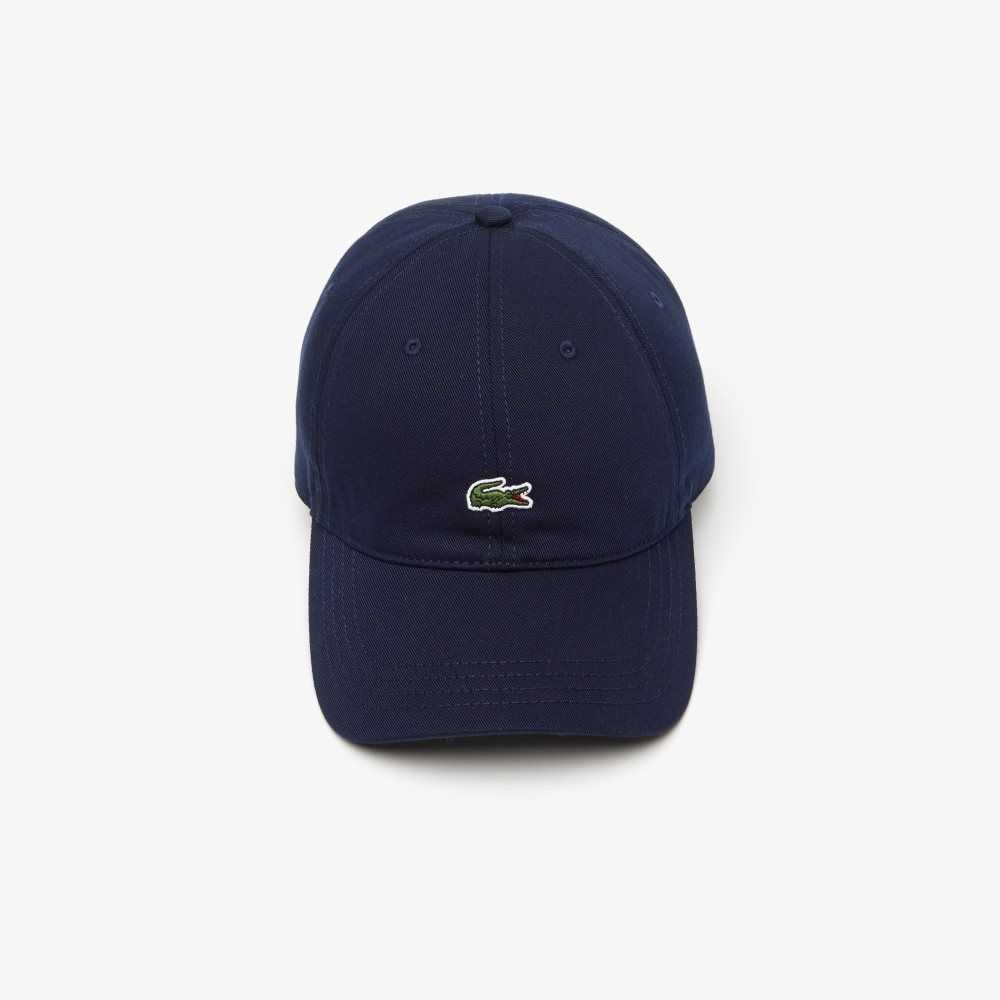 Navy Blue Lacoste Organic Cotton Twill Cap | EMPSCV-253