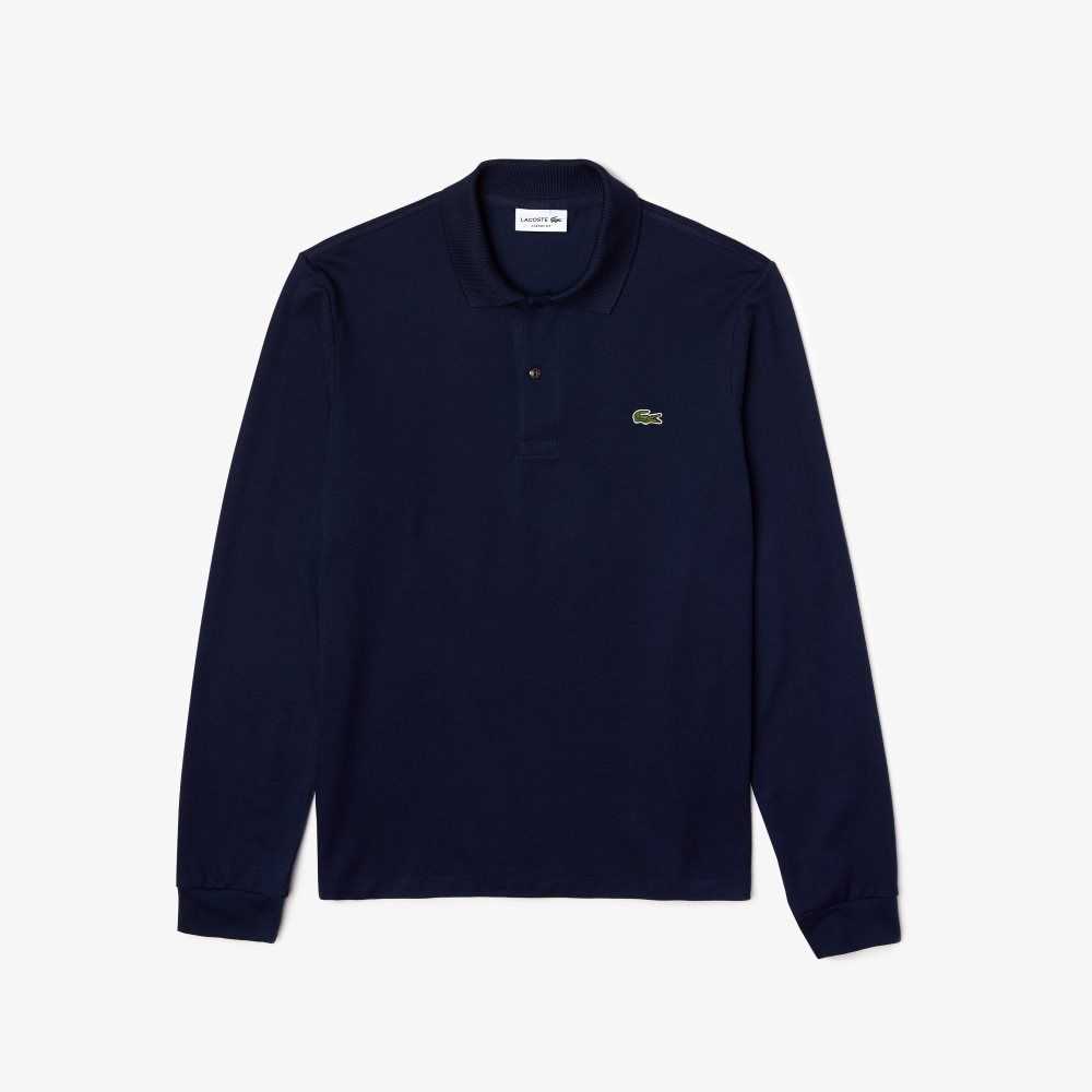 Navy Blue Lacoste Original L.12.12 Long Sleeve Cotton Polo | GSUDIH-981