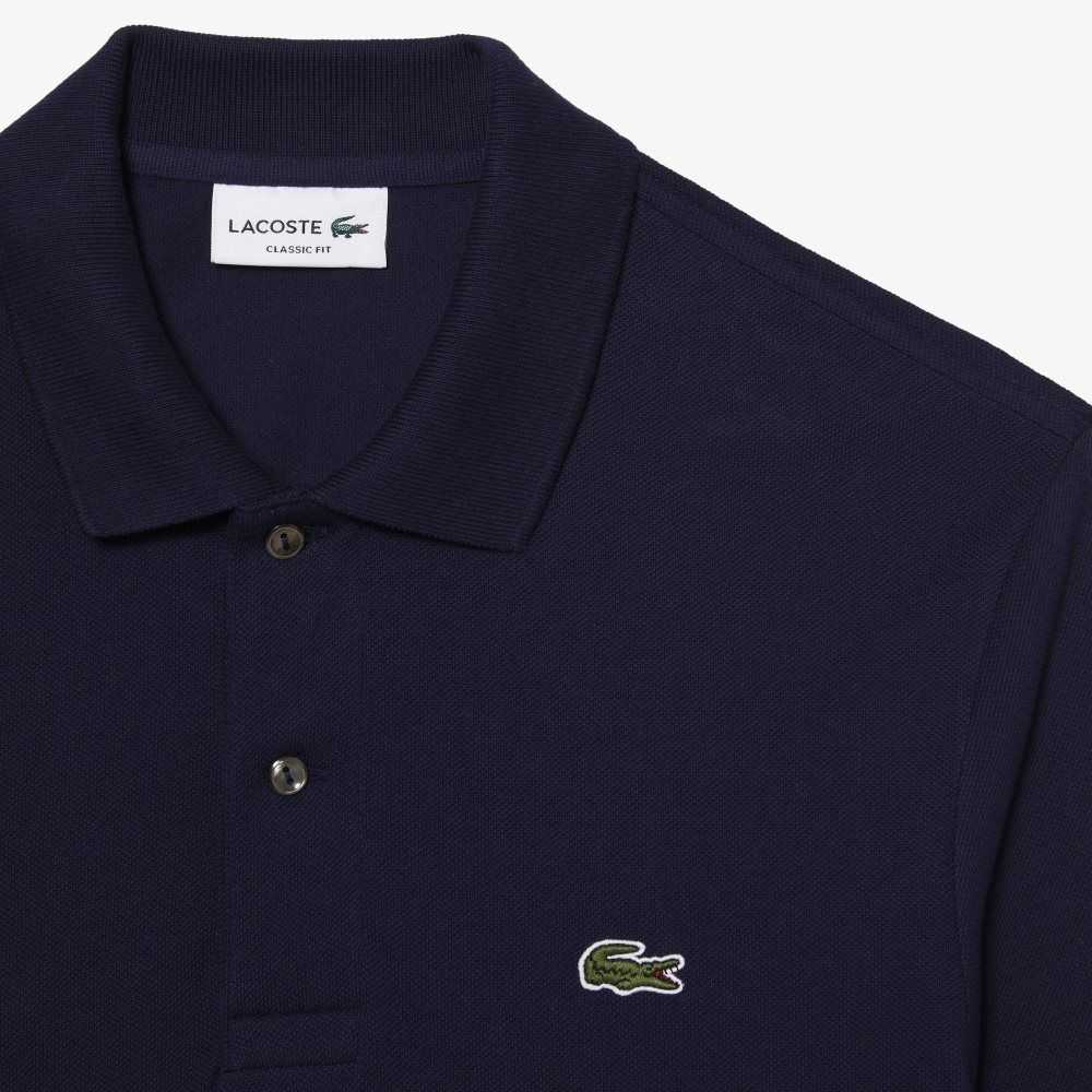 Navy Blue Lacoste Original L.12.12 Long Sleeve Cotton Polo | GSUDIH-981