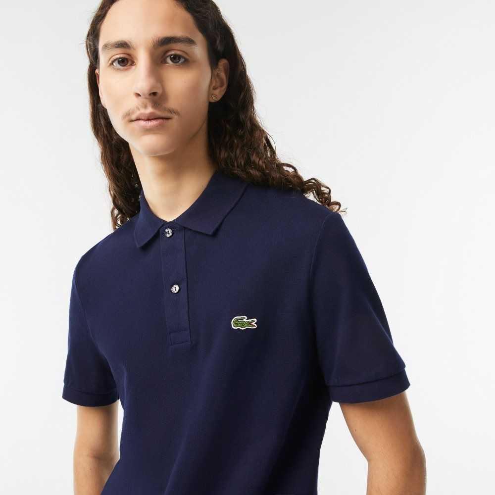 Navy Blue Lacoste Original L.12.12 Slim Fit Petit Pique Cotton Polo | WIBOAK-207