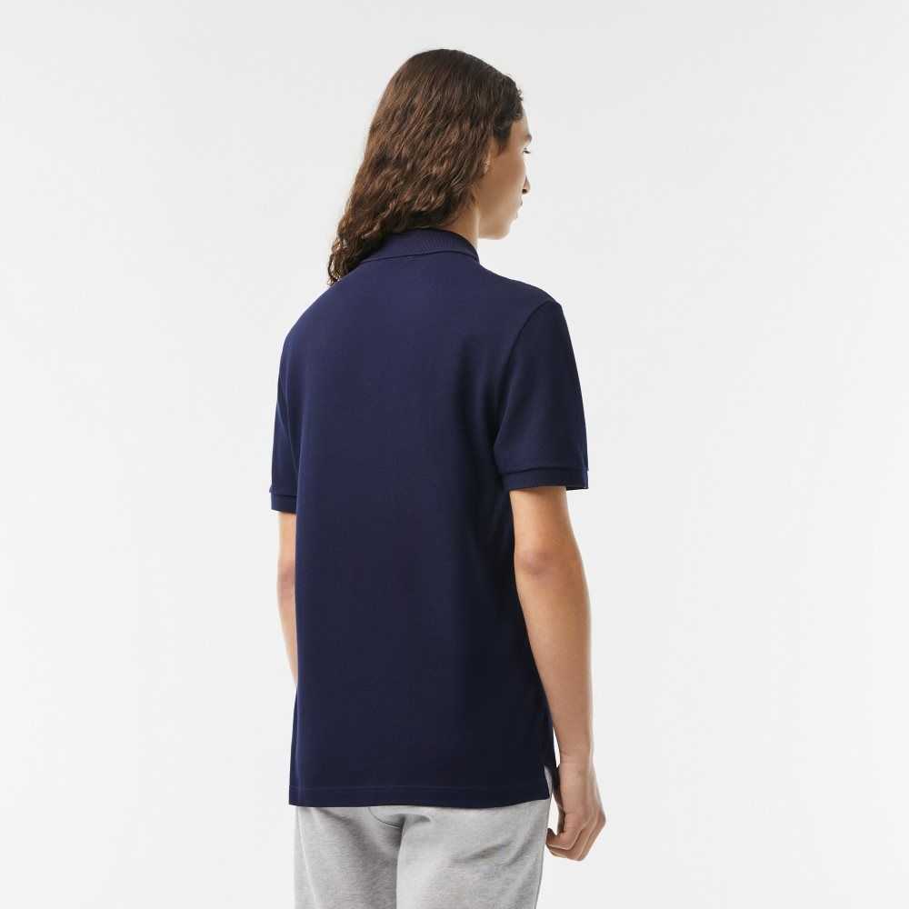 Navy Blue Lacoste Original L.12.12 Slim Fit Petit Pique Cotton Polo | WIBOAK-207