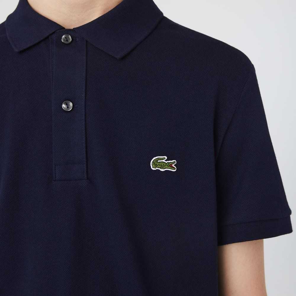 Navy Blue Lacoste Original L.12.12 Slim Fit Petit Pique Cotton Polo | WIBOAK-207