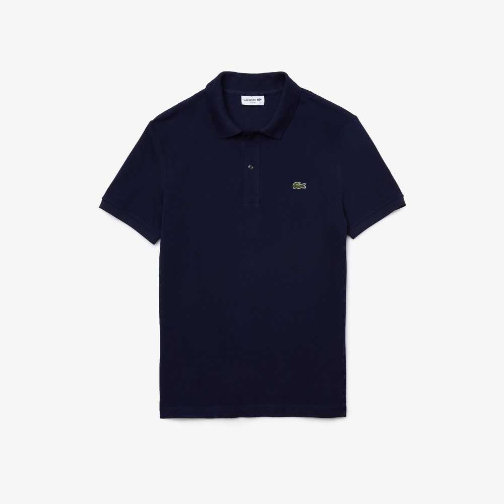 Navy Blue Lacoste Original L.12.12 Slim Fit Petit Pique Cotton Polo | WIBOAK-207