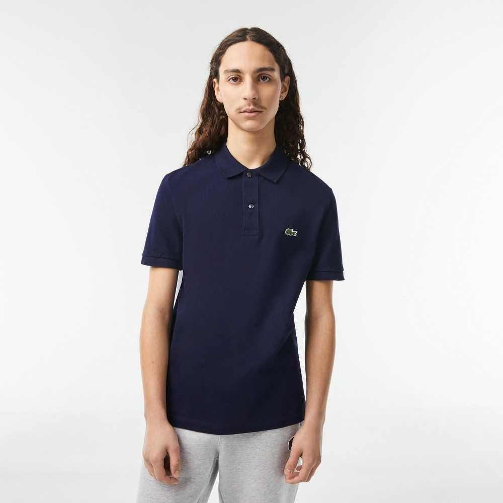 Navy Blue Lacoste Original L.12.12 Slim Fit Petit Pique Cotton Polo | WIBOAK-207