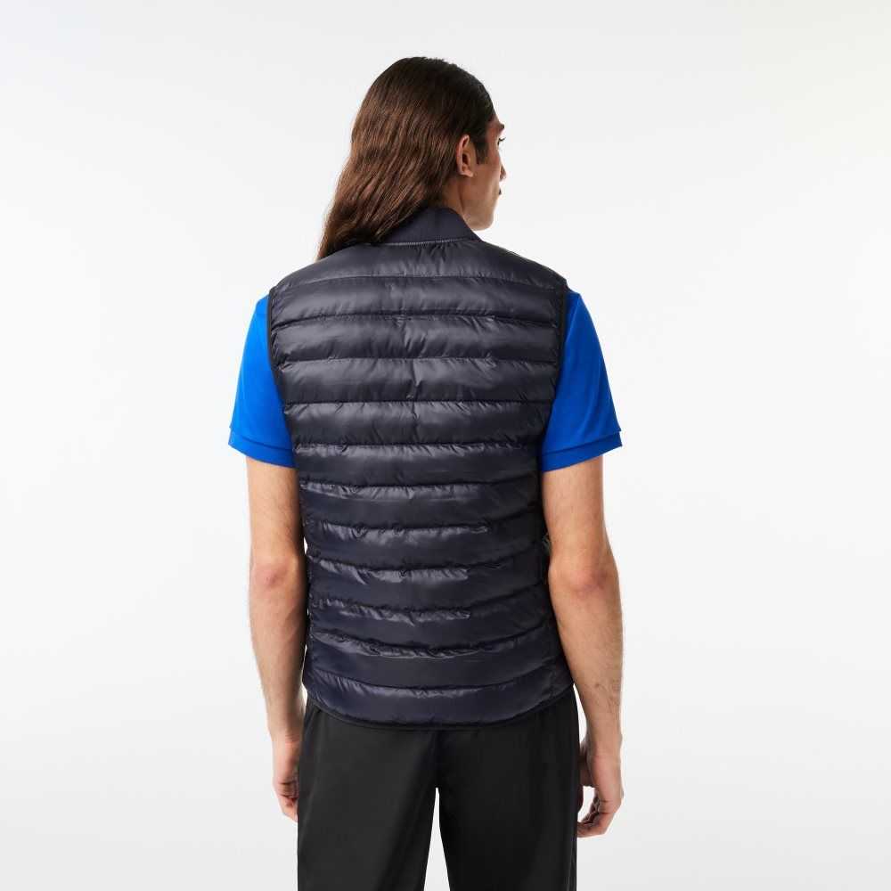 Navy Blue Lacoste Padded Water-Repellent Vest | ASFIKQ-784