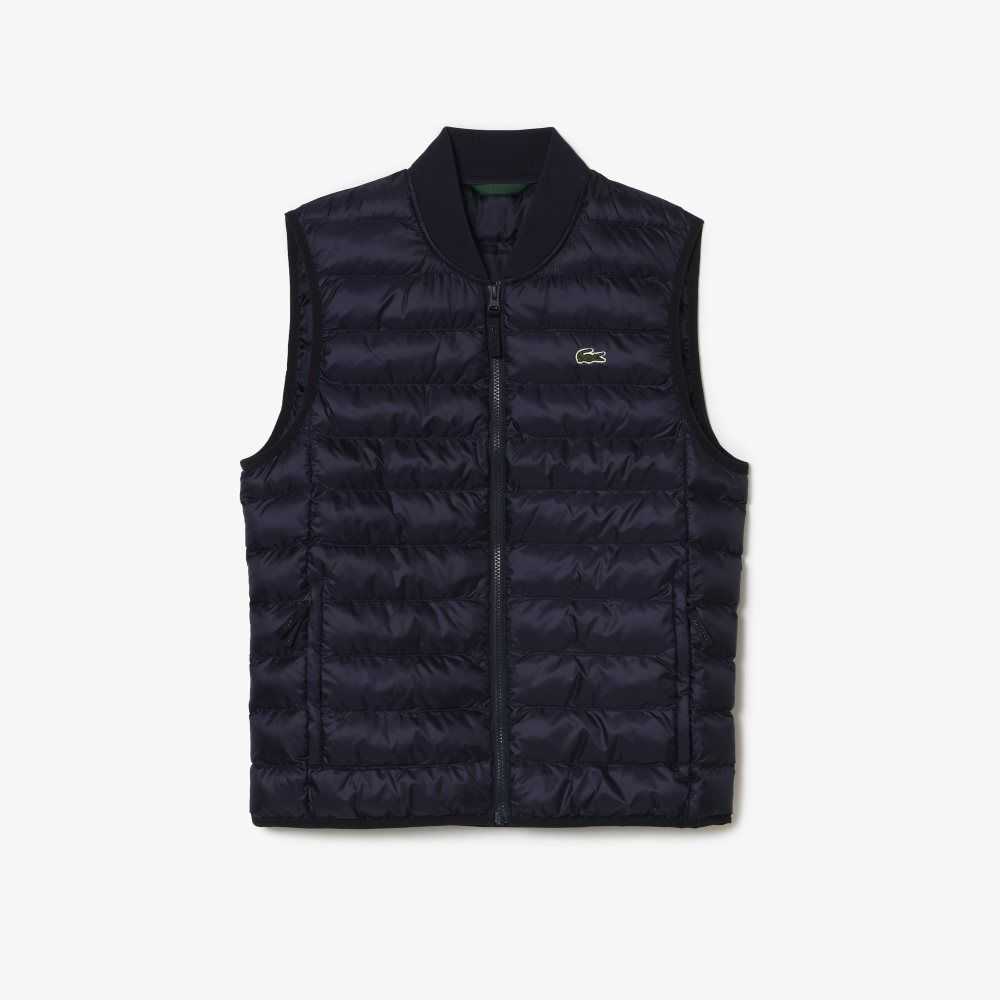 Navy Blue Lacoste Padded Water-Repellent Vest | ASFIKQ-784