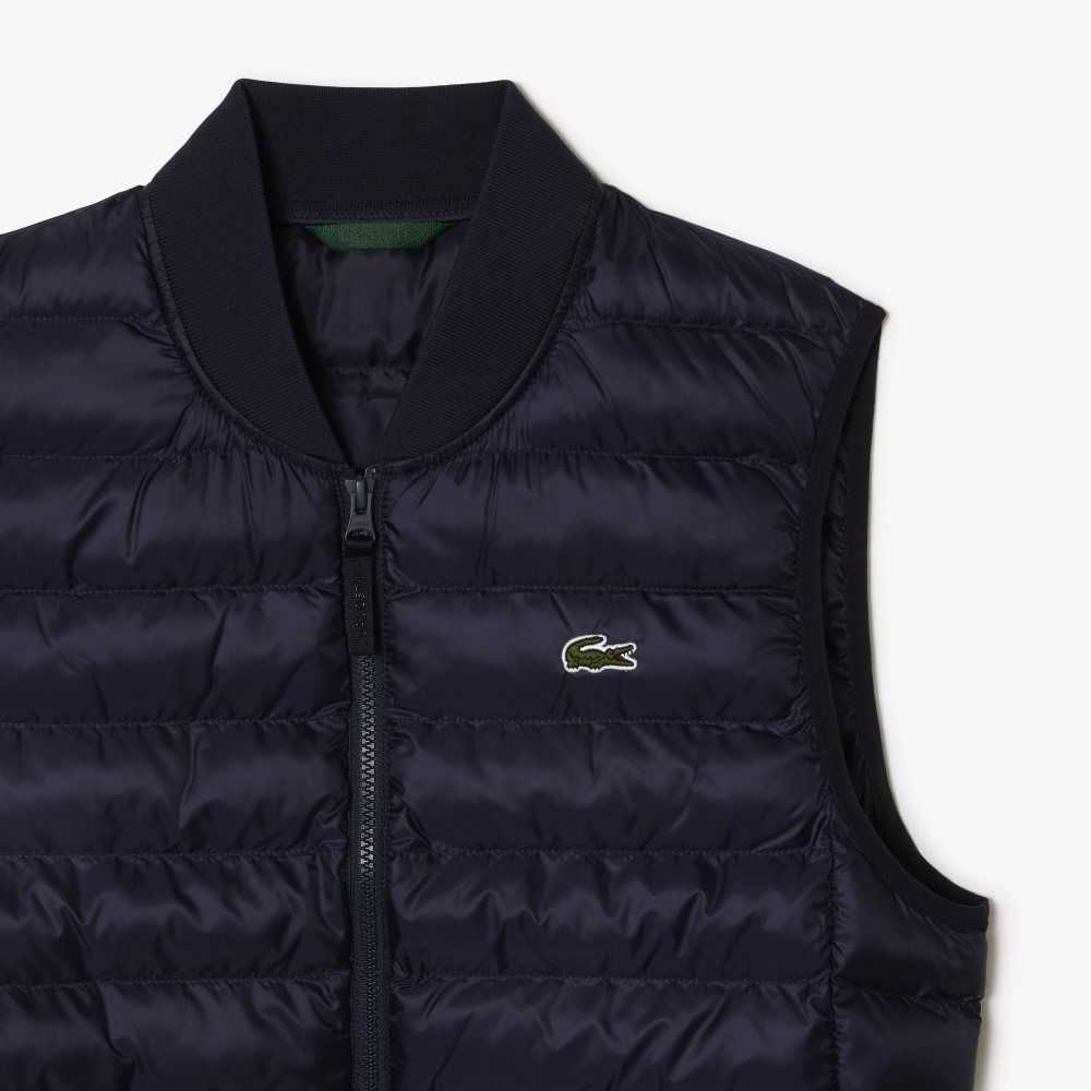 Navy Blue Lacoste Padded Water-Repellent Vest | ASFIKQ-784