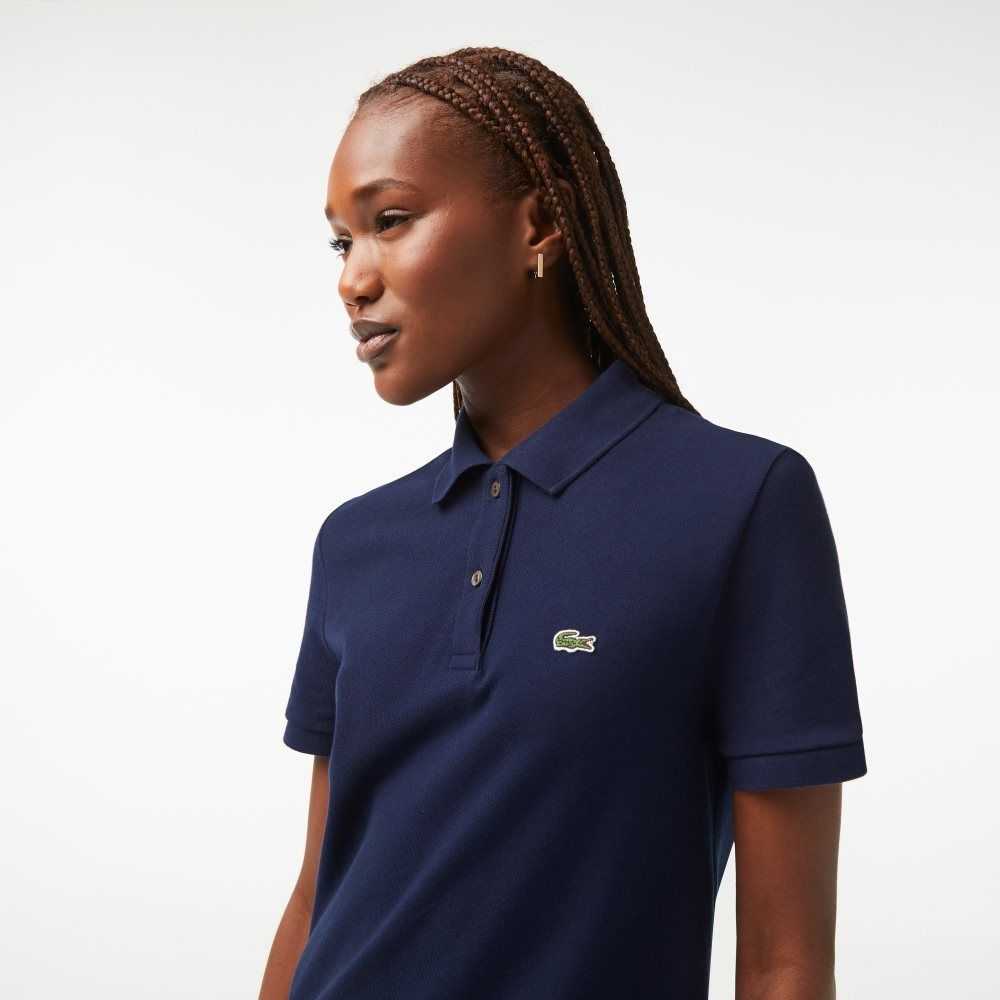 Navy Blue Lacoste Pique Knit Polo Dress | BNJMPY-640