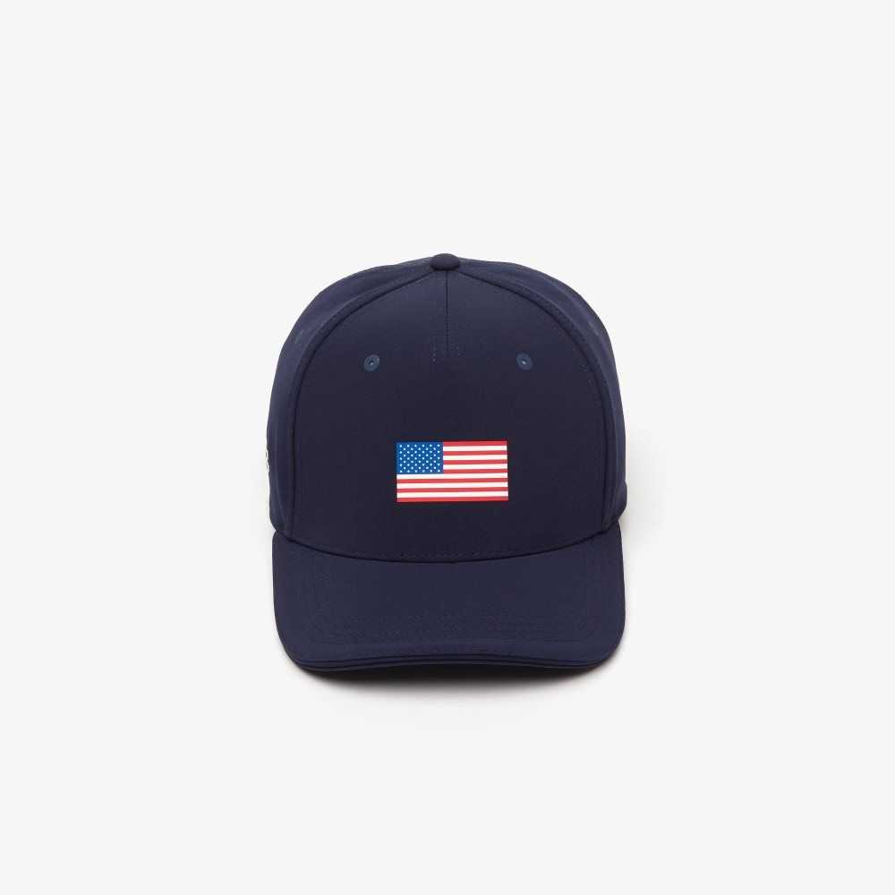 Navy Blue Lacoste Presidents Cup SPORT American Flag Adjustable Cap | PQYROF-671