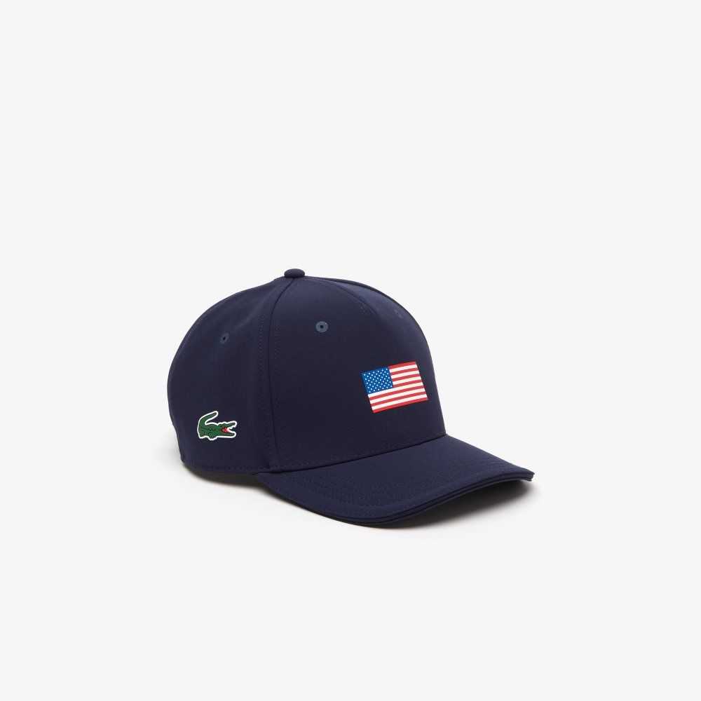 Navy Blue Lacoste Presidents Cup SPORT American Flag Adjustable Cap | PQYROF-671