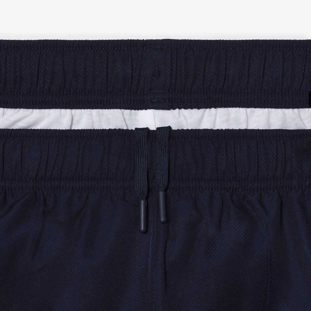 Navy Blue Lacoste Recycled Polyester Tennis Shorts | LNXYAD-324