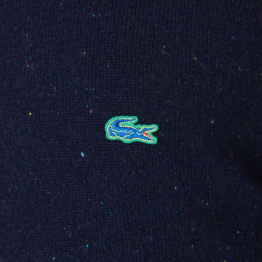 Navy Blue Lacoste Regular Fit Speckled Print Wool Jersey Sweater | HKYZLX-956