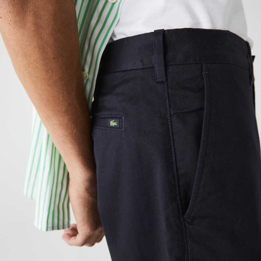 Navy Blue Lacoste Regular Fit Stretch Organic Cotton Bermuda Shorts | ODRENS-263