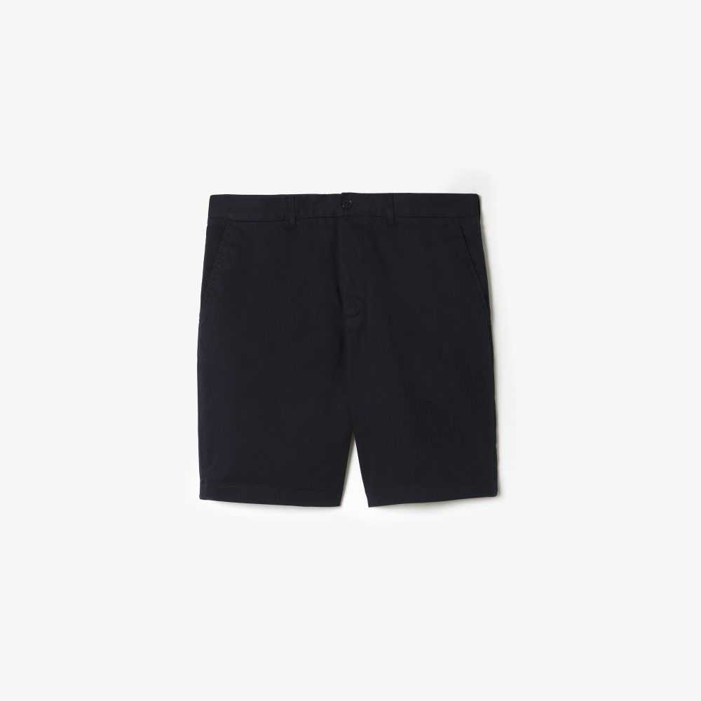 Navy Blue Lacoste Regular Fit Stretch Organic Cotton Bermuda Shorts | ODRENS-263