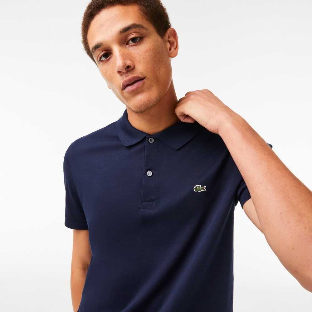 Navy Blue Lacoste Regular Fit Ultra Soft Cotton Jersey Polo | NQYZSL-531