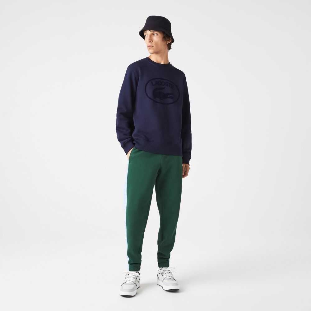 Navy Blue Lacoste Relaxed Fit Organic Cotton Sweatshirt | JPVXSA-295