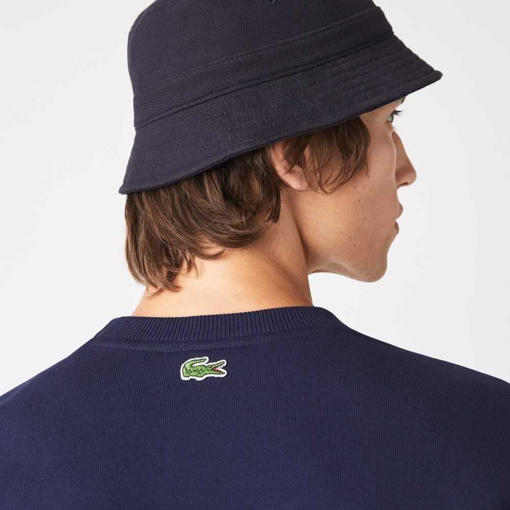 Navy Blue Lacoste Relaxed Fit Organic Cotton Sweatshirt | JPVXSA-295