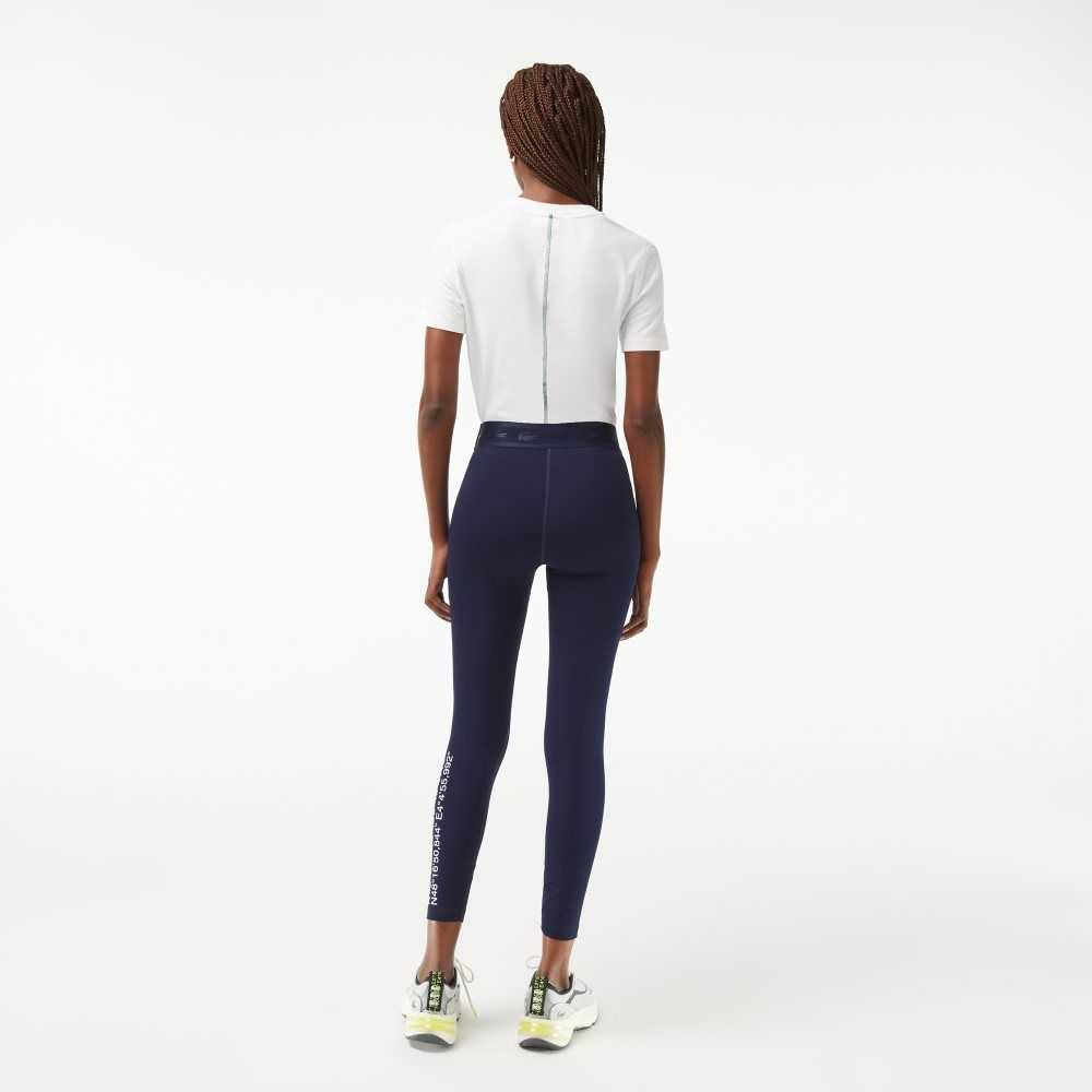 Navy Blue Lacoste SPORT 7/8 Length Recycled Polyester Leggings | LVIQAY-640