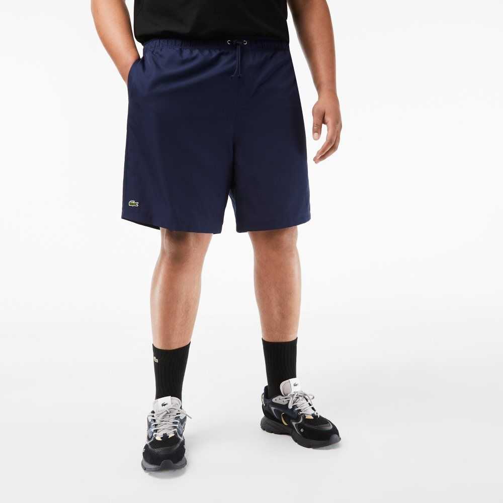 Navy Blue Lacoste SPORT Big Fit Jersey Lined Shorts | PZBLXM-324