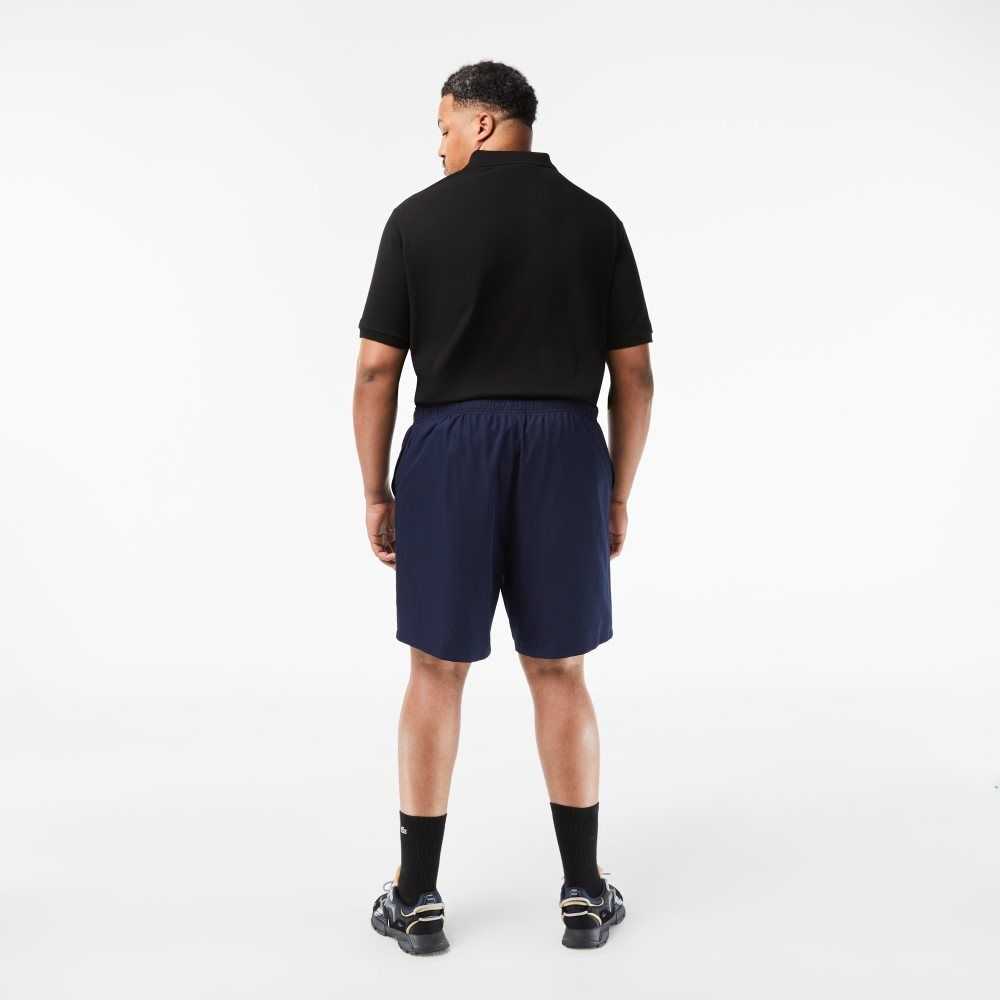 Navy Blue Lacoste SPORT Big Fit Jersey Lined Shorts | PZBLXM-324