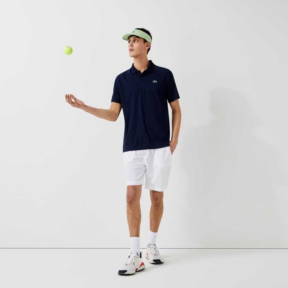 Navy Blue Lacoste SPORT Breathable Abrasion-Resistant Interlock Polo | MIGVQW-978