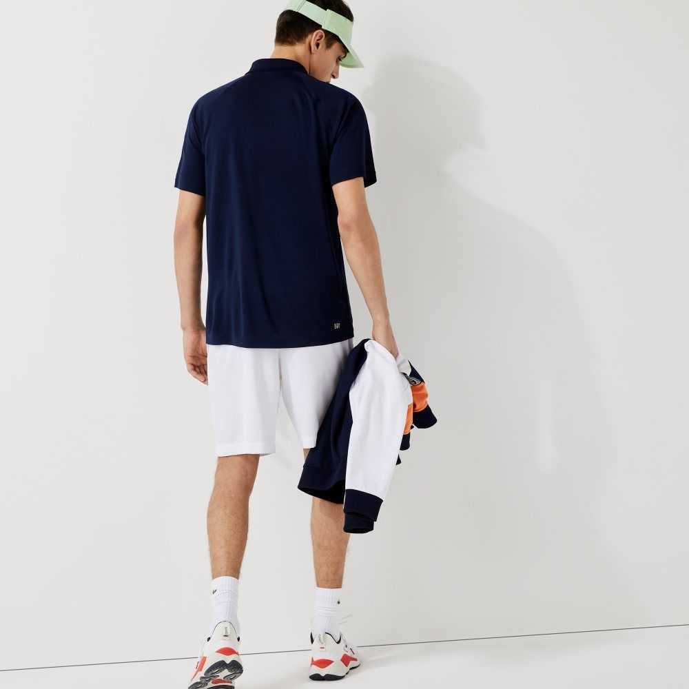 Navy Blue Lacoste SPORT Breathable Abrasion-Resistant Interlock Polo | MIGVQW-978