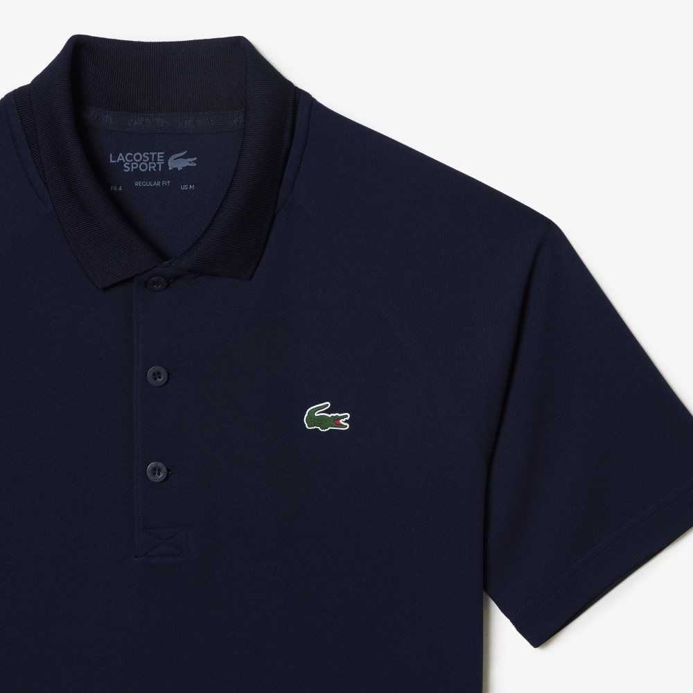 Navy Blue Lacoste SPORT Breathable Abrasion-Resistant Interlock Polo | MIGVQW-978