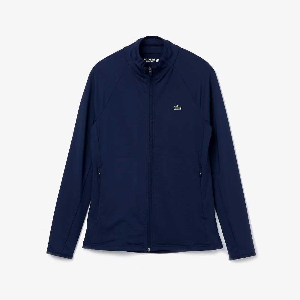 Navy Blue Lacoste SPORT Breathable Ergonomic Zip Golf Jacket | ZARSBE-356