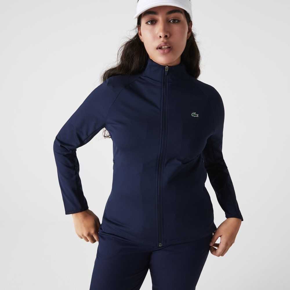 Navy Blue Lacoste SPORT Breathable Ergonomic Zip Golf Jacket | ZARSBE-356