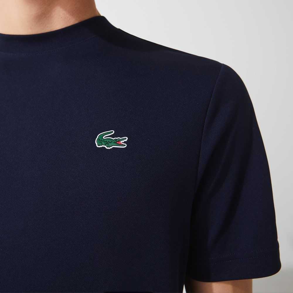 Navy Blue Lacoste SPORT Breathable Pique T-Shirt | SIYMCK-378