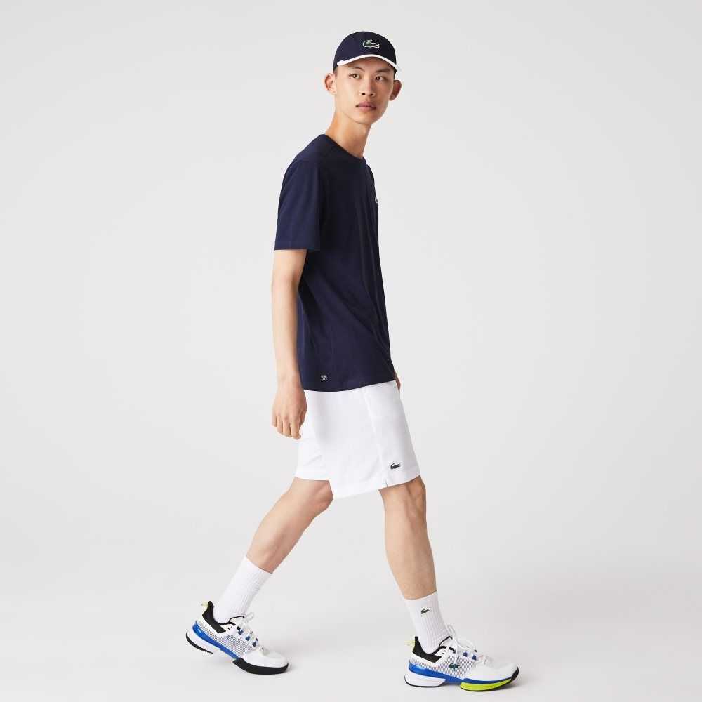 Navy Blue Lacoste SPORT Breathable T-Shirt | XJZKDO-638