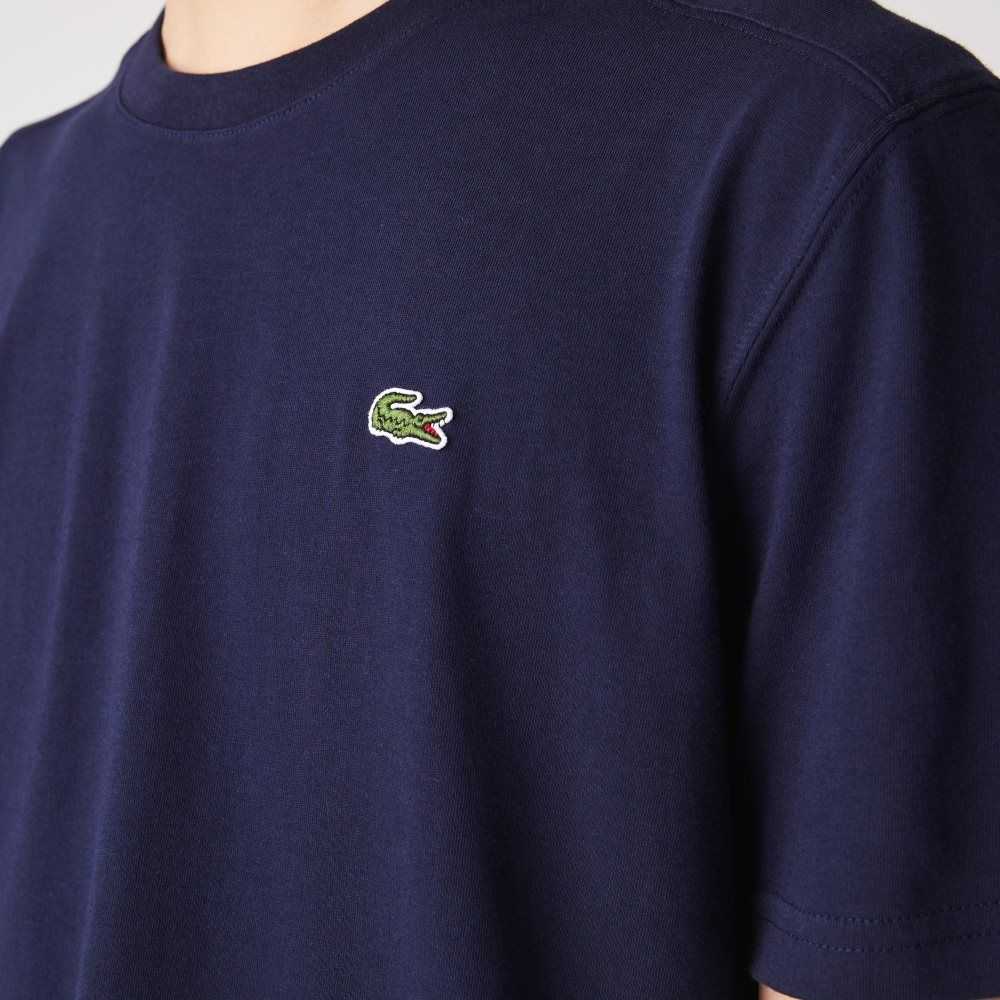 Navy Blue Lacoste SPORT Breathable T-Shirt | XJZKDO-638