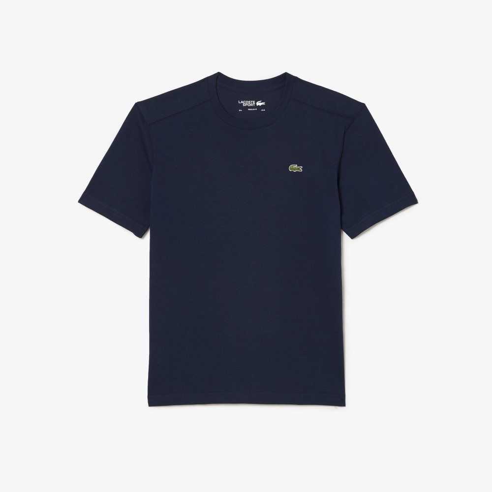 Navy Blue Lacoste SPORT Breathable T-Shirt | XJZKDO-638