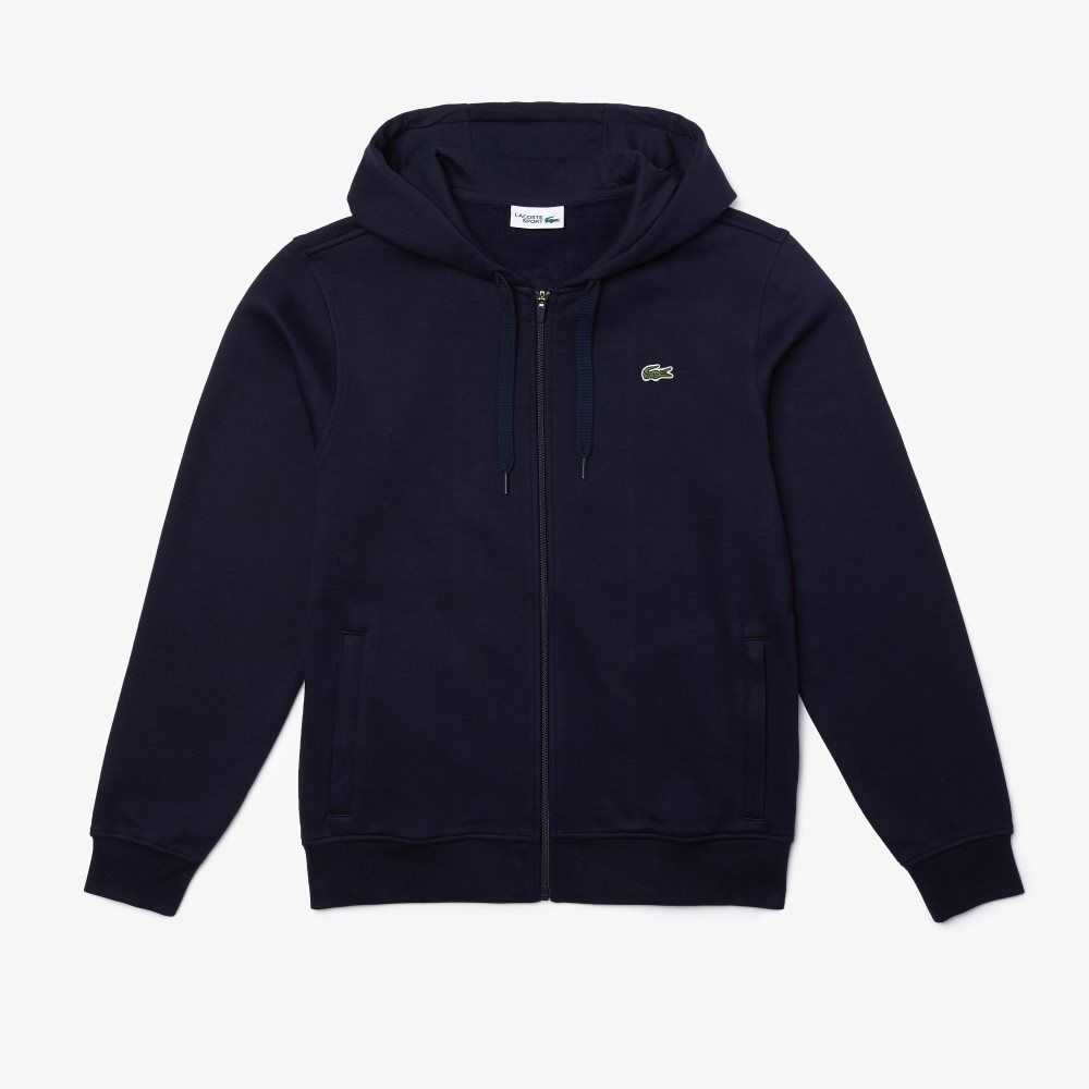 Navy Blue Lacoste SPORT Lightweight Bi-material Hoodie | YVOHRK-914