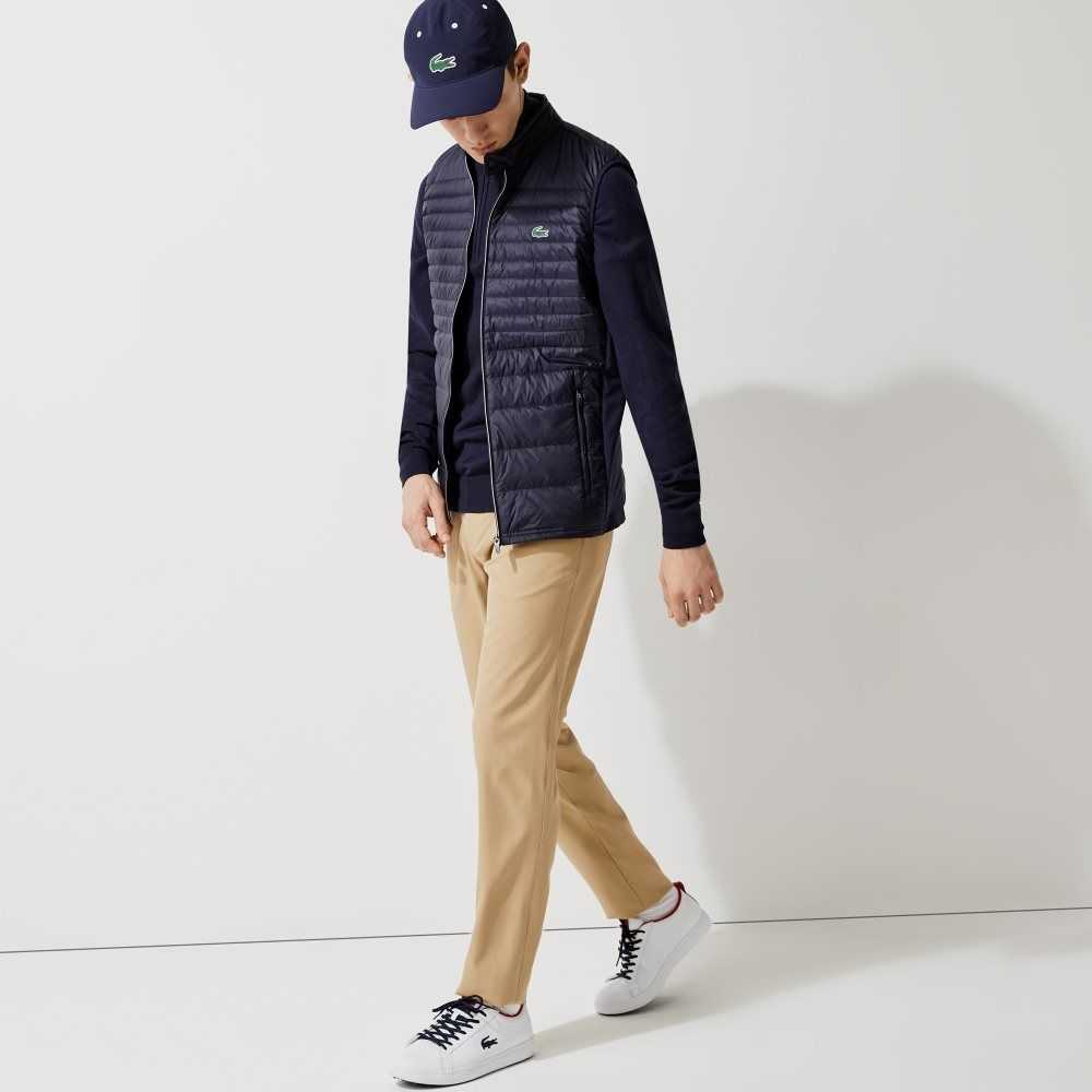 Navy Blue Lacoste SPORT Lightweight Water-Resistant Quilted Golf Vest | GCKQAE-816