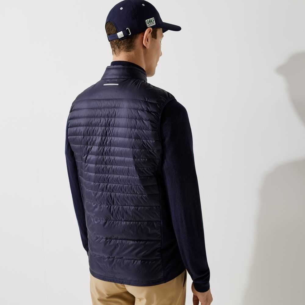 Navy Blue Lacoste SPORT Lightweight Water-Resistant Quilted Golf Vest | GCKQAE-816