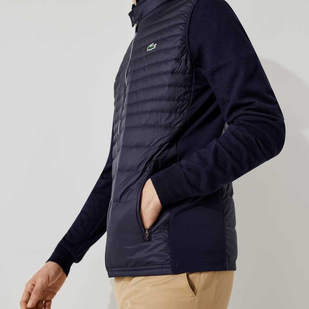 Navy Blue Lacoste SPORT Lightweight Water-Resistant Quilted Golf Vest | GCKQAE-816