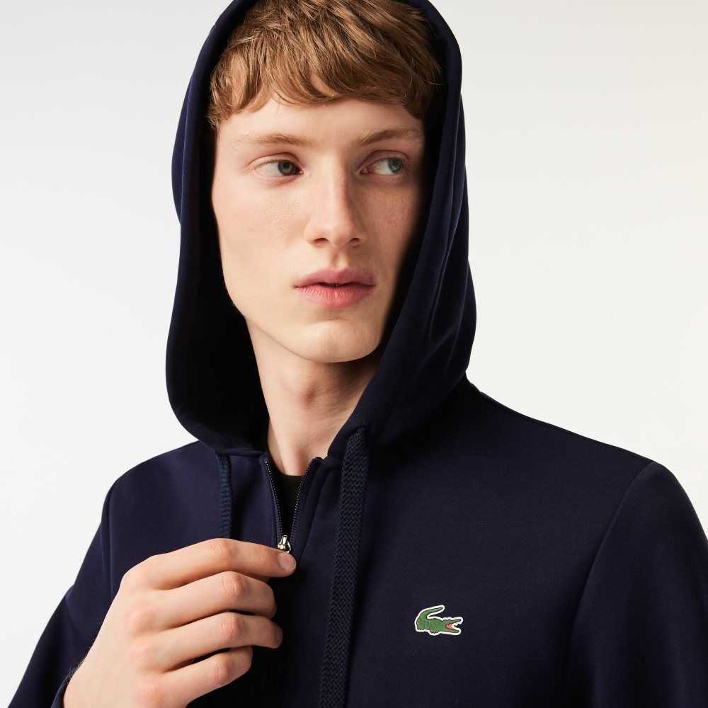 Navy Blue Lacoste SPORT Mesh Panels Hoodie | QILGWS-725