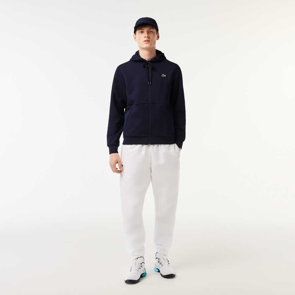 Navy Blue Lacoste SPORT Mesh Panels Hoodie | QILGWS-725