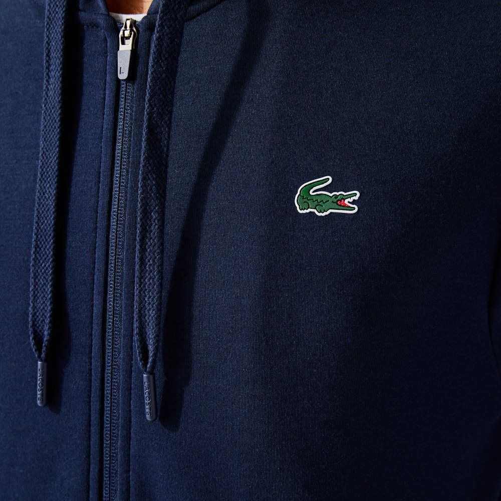 Navy Blue Lacoste SPORT Mesh Panels Hoodie | QILGWS-725