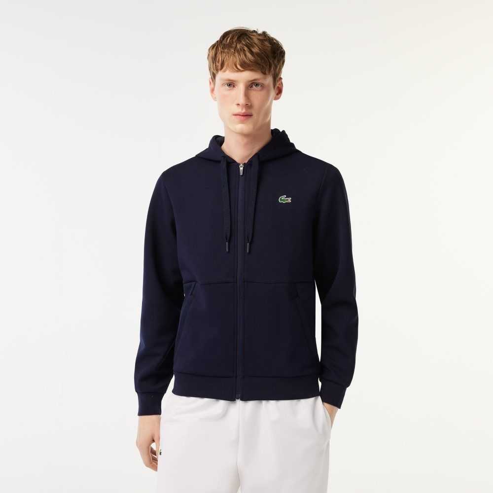 Navy Blue Lacoste SPORT Mesh Panels Hoodie | QILGWS-725